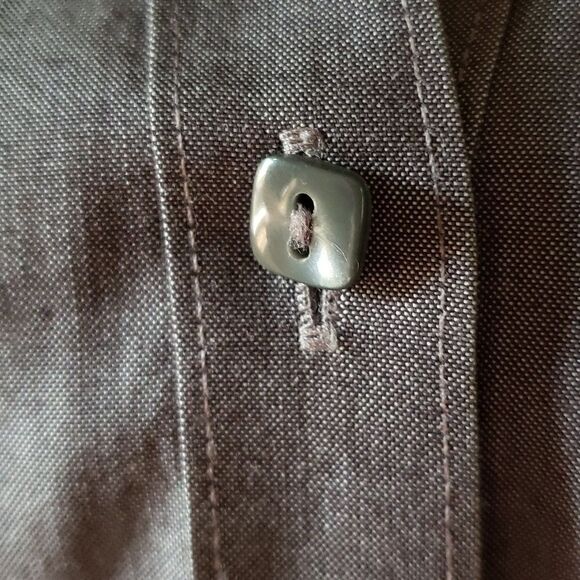 FOXCROFT Gray Office 3/4 Sleeve Non-Iron Fitted Collared Cotton Button-Up 12P - Picture 10 of 11